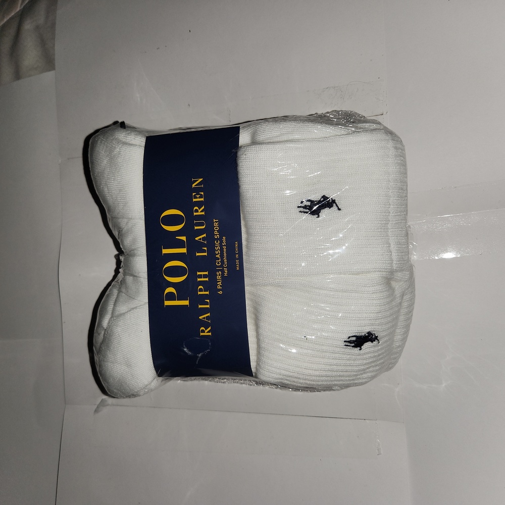 Polo Ralph Lauren Men's Classic Ribbed Crew Socks - 6 Pack (White)